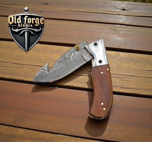 high end damascus folding knife