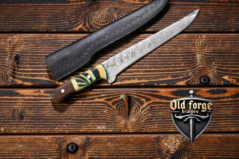 Custom Damascus Fillet Knife 8” Steel Blade