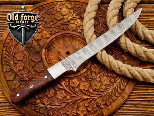 Custom Damascus Fillet Knife 8” Blade Handmade