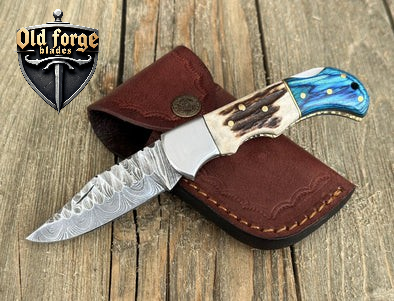 EDC pocket knife featuring secure back lock and premium Damascus steel