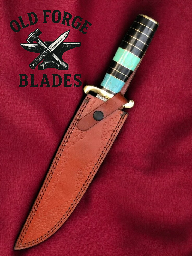 Premium handcrafted bowie knife showing blade and brass details