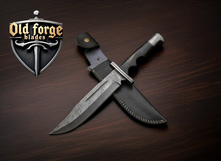 Custom bowie knife with leather sheath included