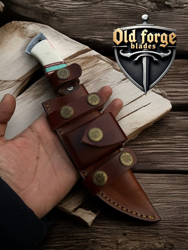 Outdoorsman hunting knife with bone resin rosewood handle