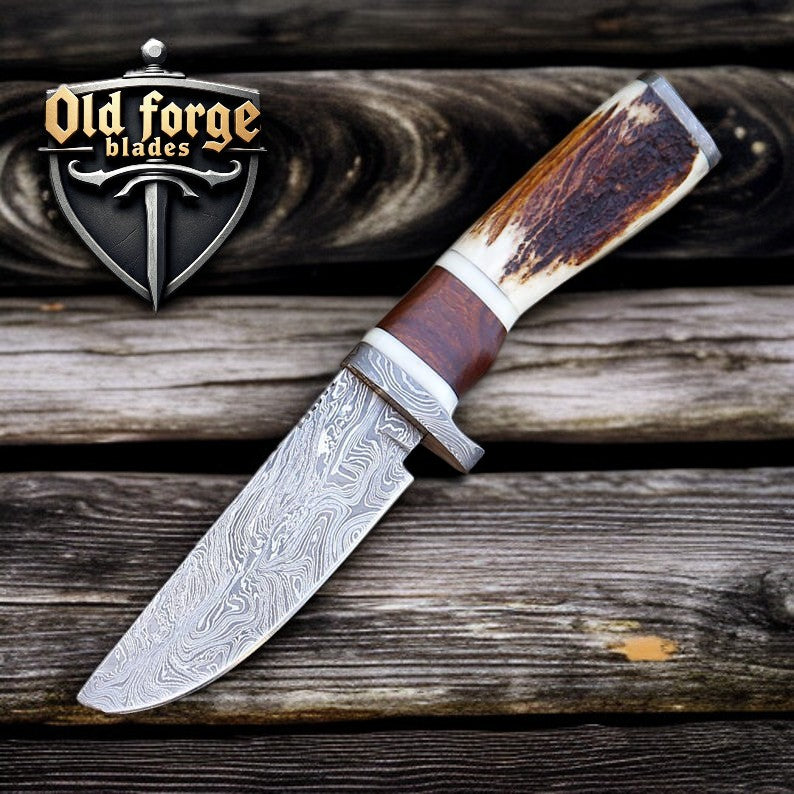 Premium Leather Sheath for Damascus Hunting Knife