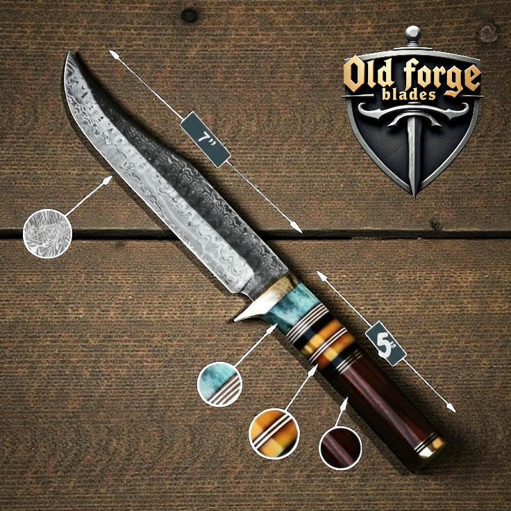 Premium leather sheath for Damascus hunting knife set