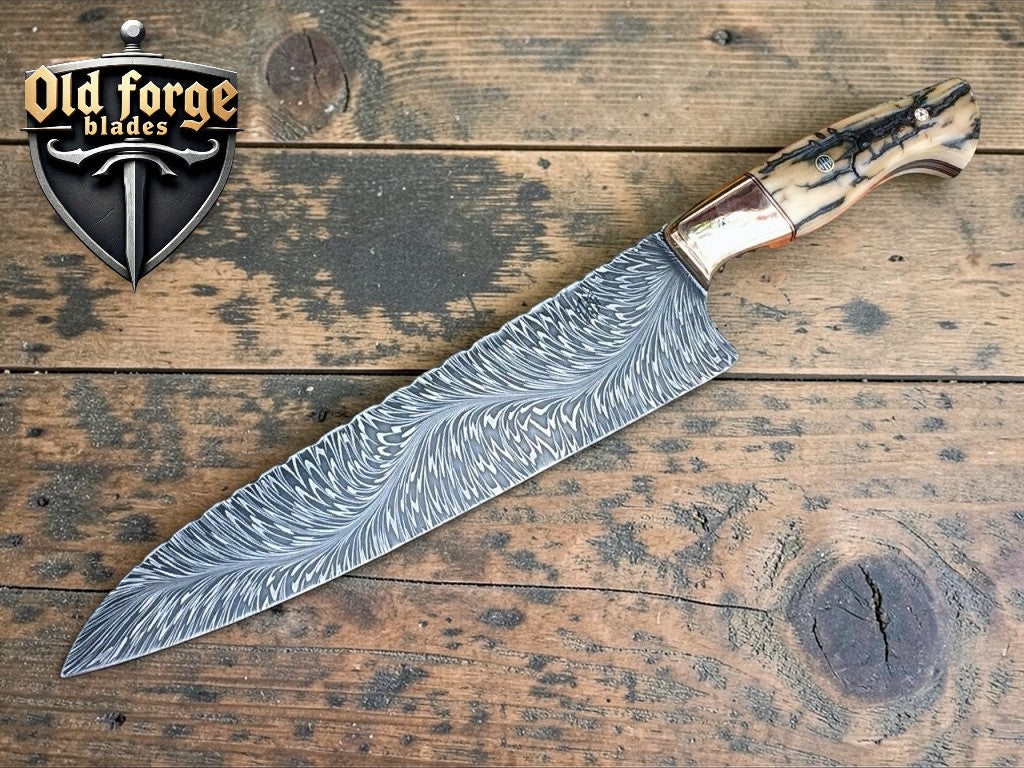 damascus chef knife with sheath