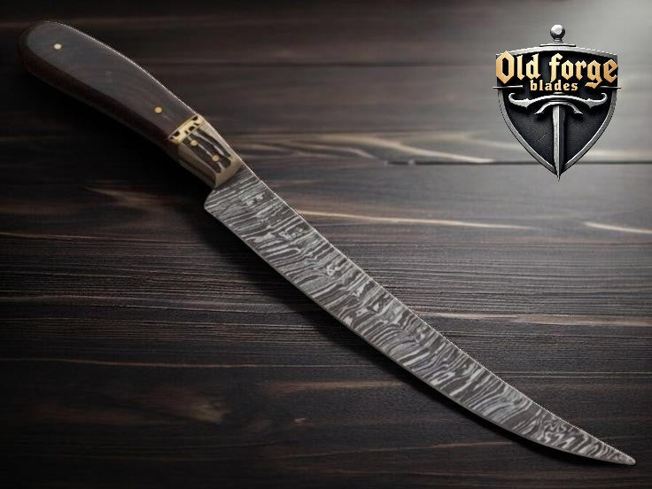 Handcrafted Damascus fillet knife with rosewood handle