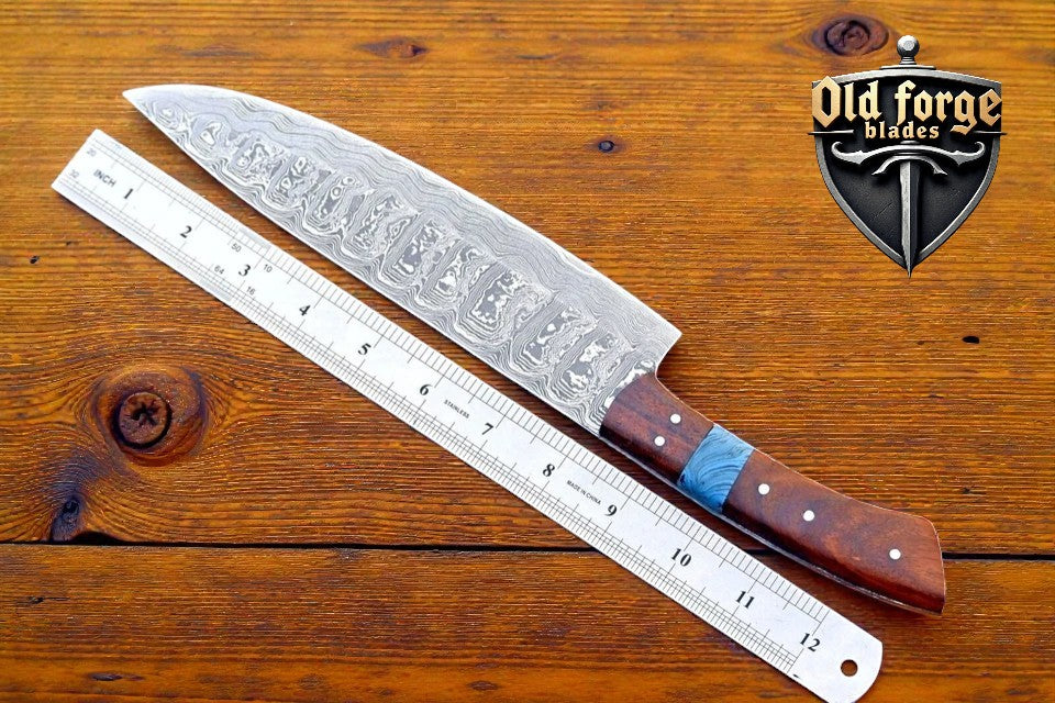 Premium Damascus chef's knife featuring 8-inch sharp steel blade